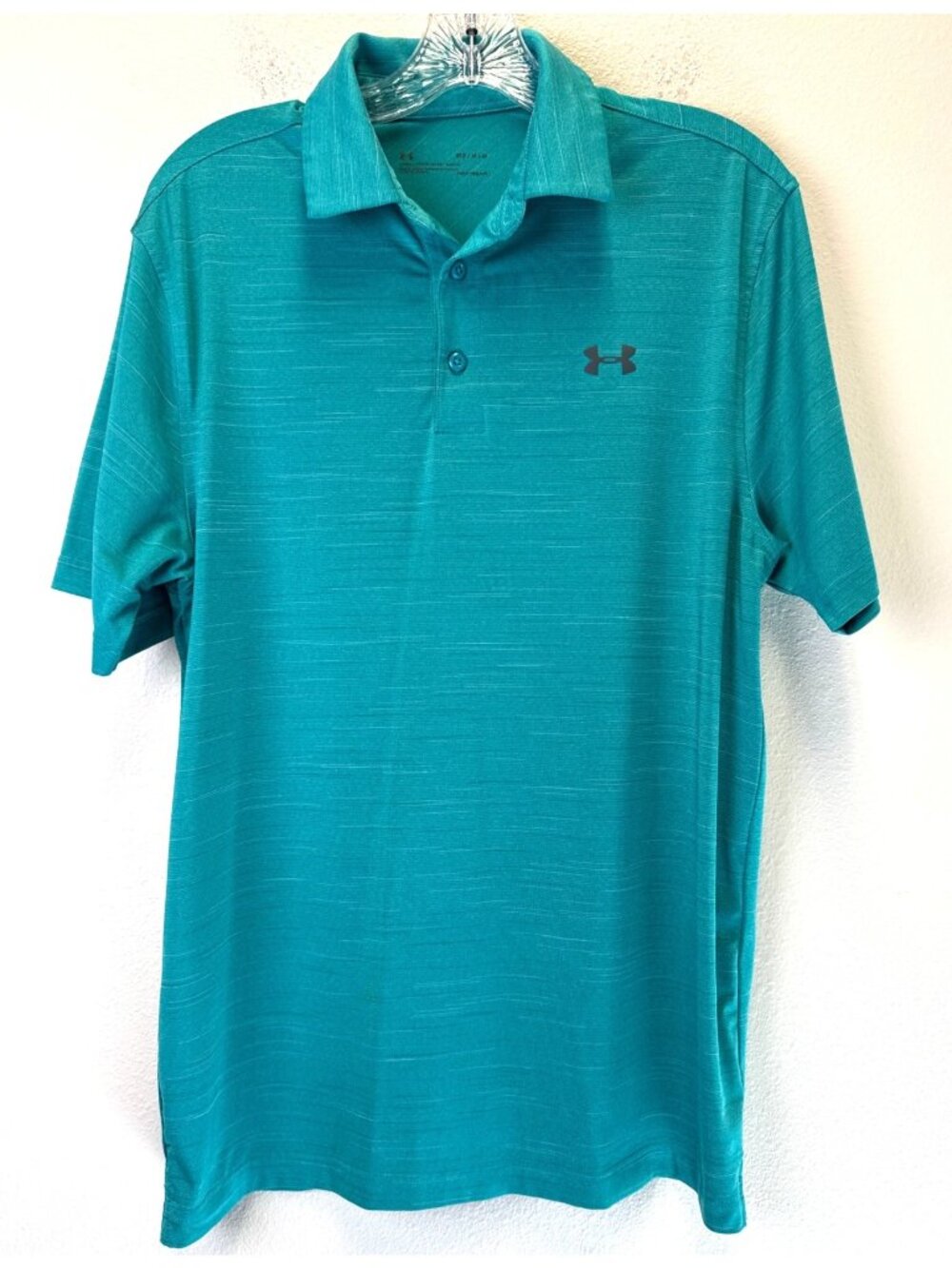 Under Armour Mens HeatGear Loose Fit Polo Shirt Medium Teal Blue Golf